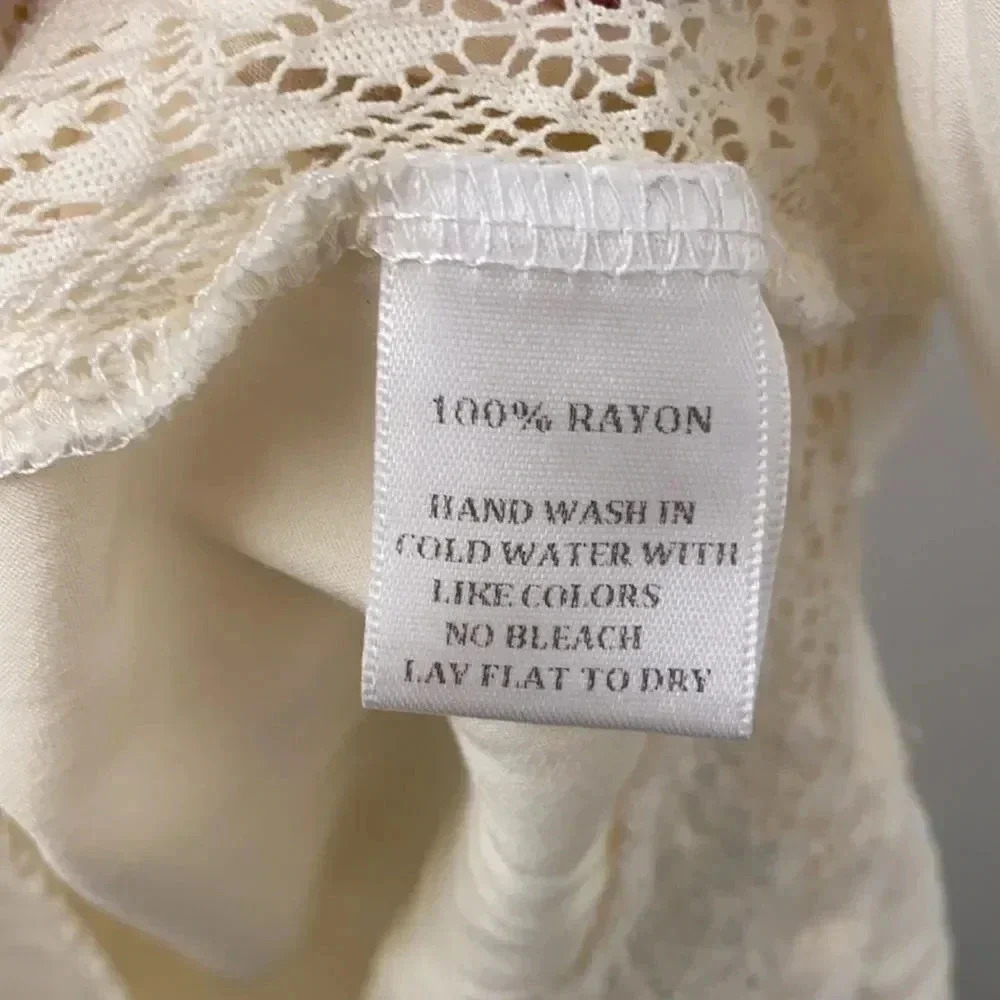 Harlowe & Graham Sleeveless Flowy Lace Cream Blouse Size S - Picture 4 of 9